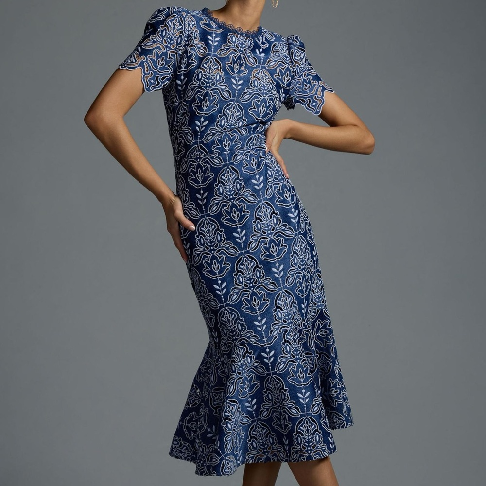 Shoshanna Darcy Midi Dress in Blue